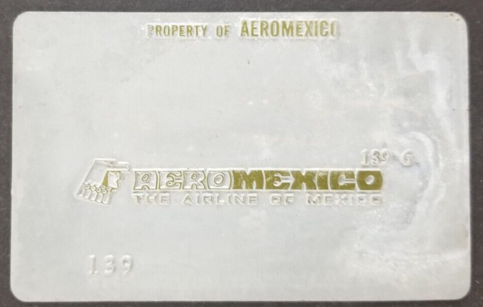 Vintage Aero Mexico Airlines Airplane Metal Sample Card