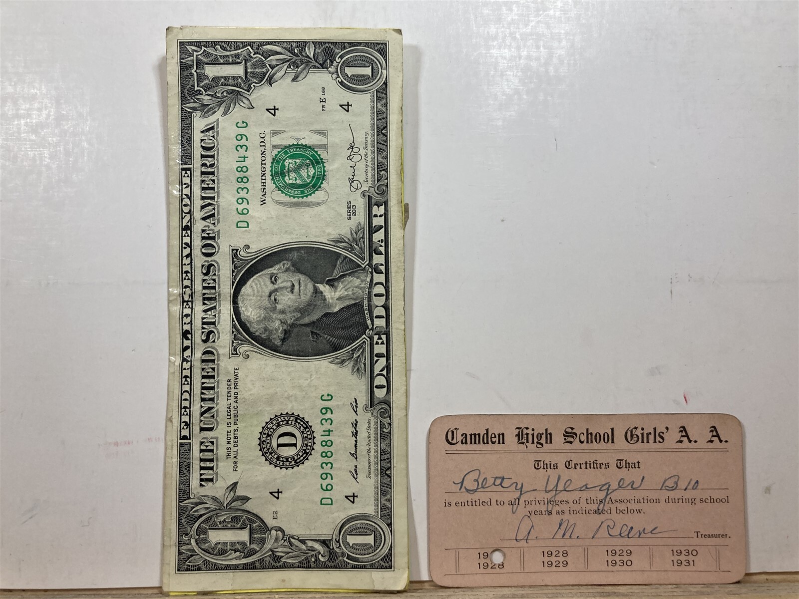1927 1928 Camden High School Girls Athletic Association Card NJ Basketball Vtg