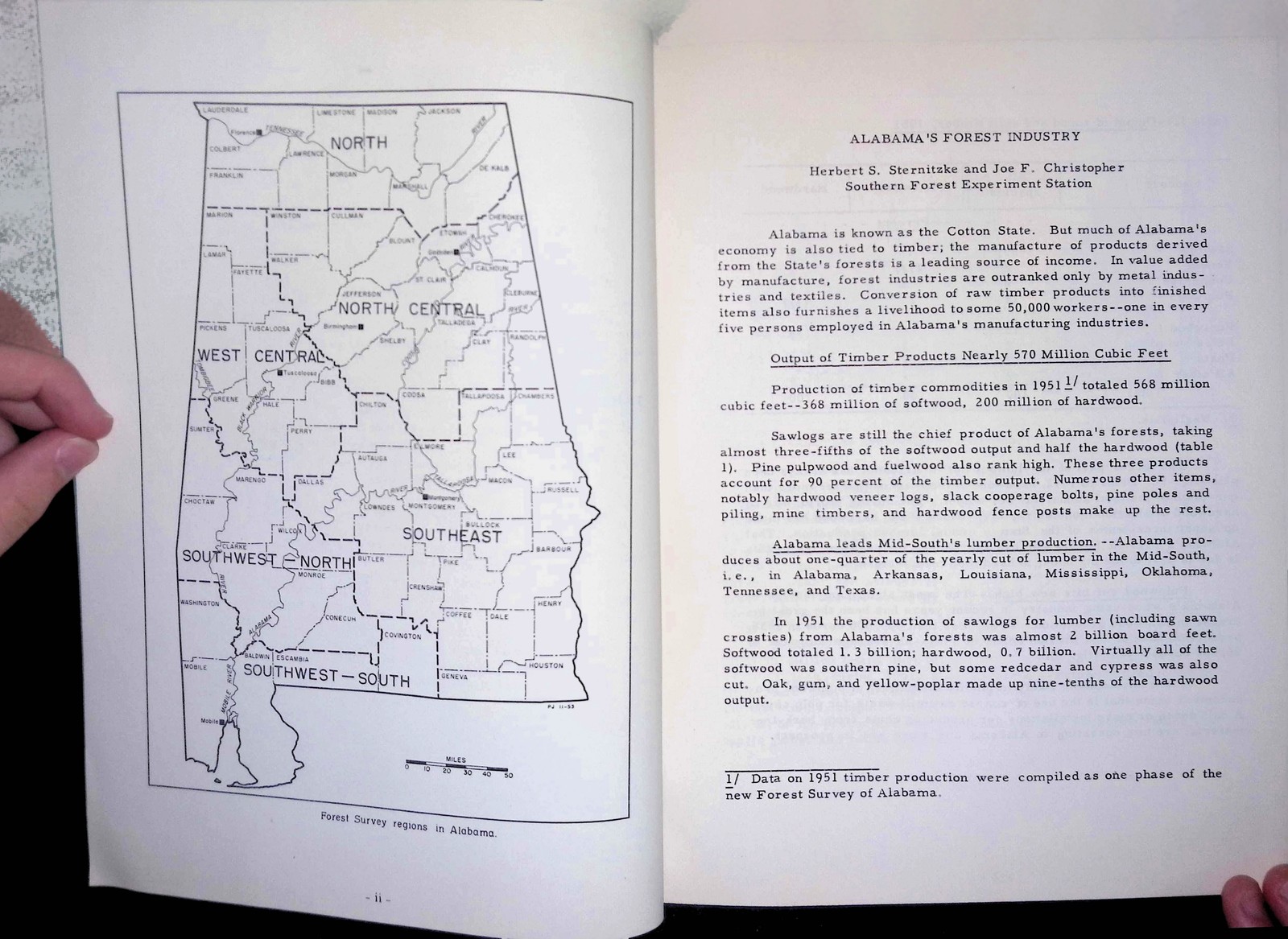 1954 AL Forest Industry Survey Govt Report Timber Map Tables Hardwood Sawlogs