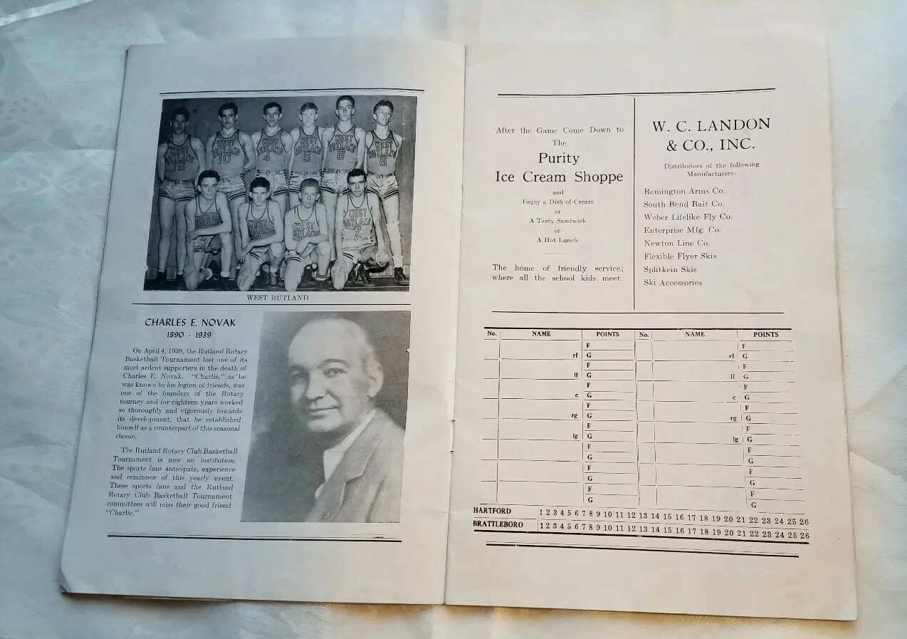 Vintage 1940 19th Annual Southern Vermont Championship Basketball Tournament