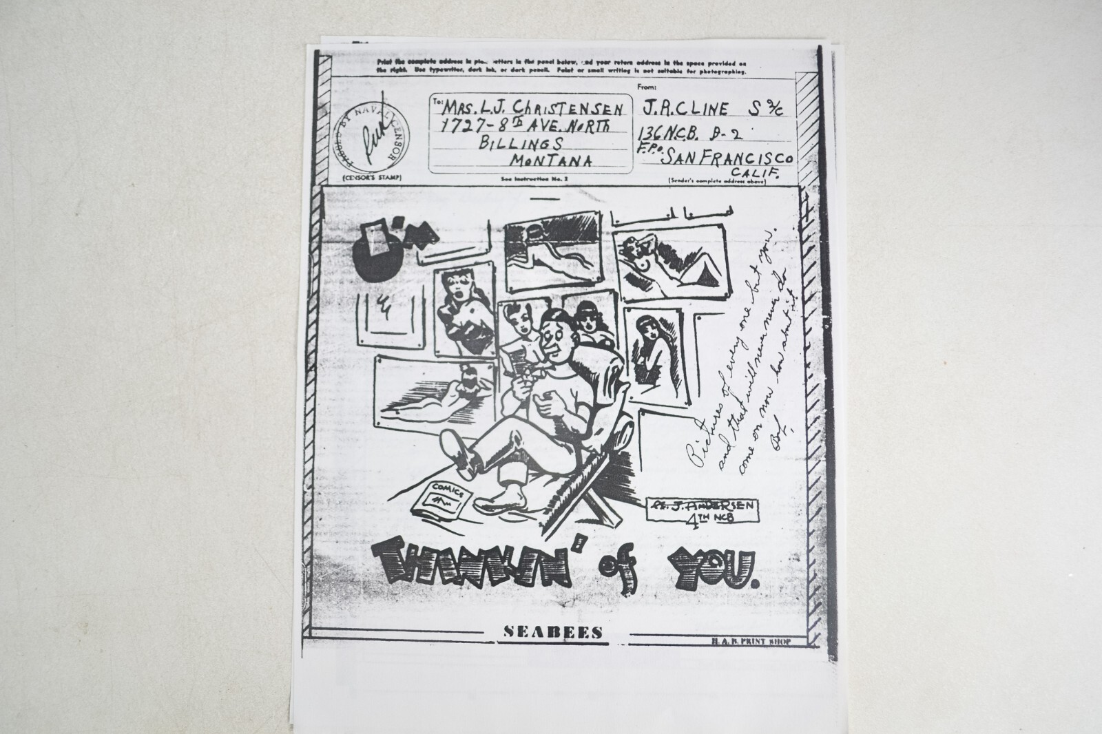 Modern Photocopies of WWII era 1943 Letters & Correspondence