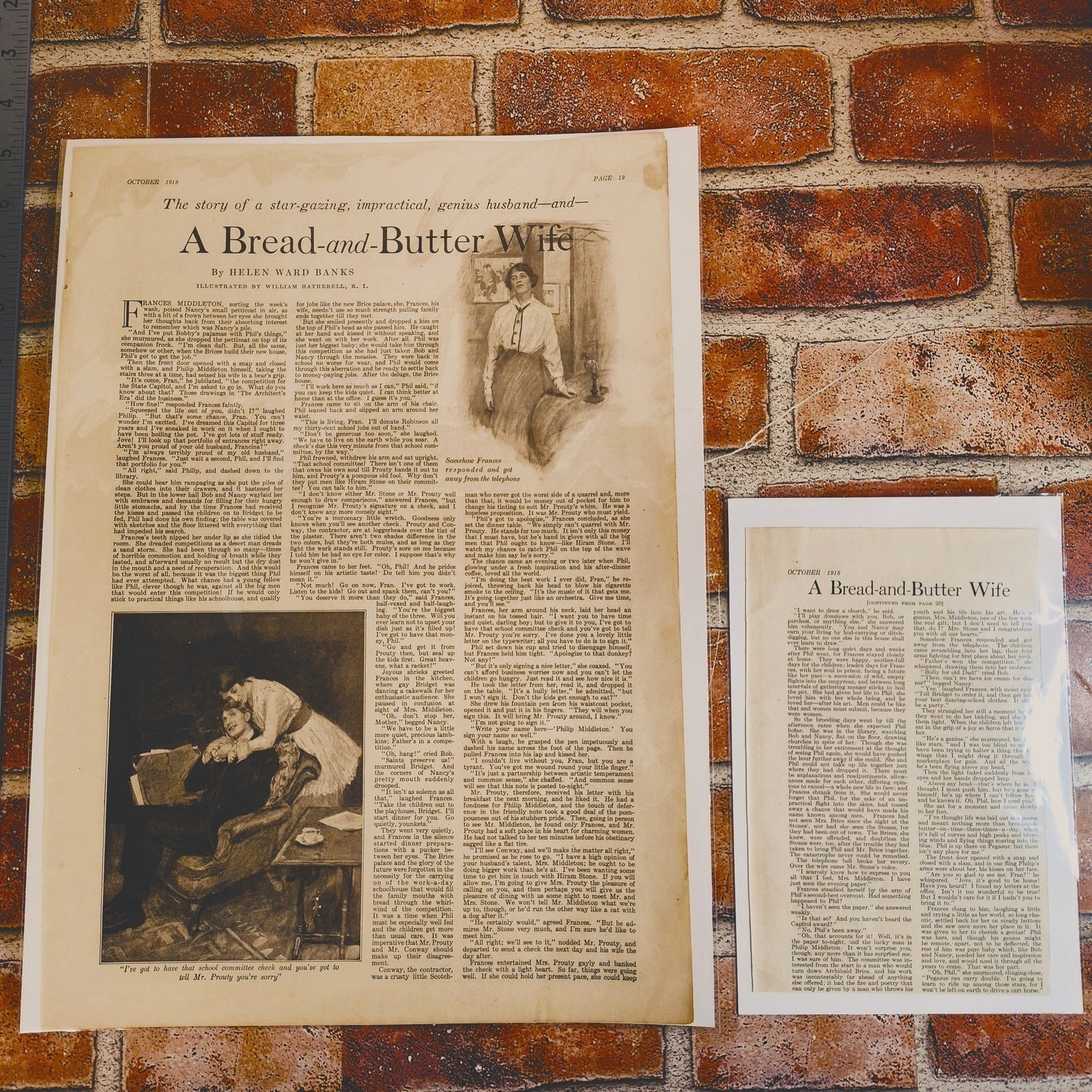 1918 A Bread-and-Butter Wife Original Vtg PRINT ARTICLE by Helen Ward Banks