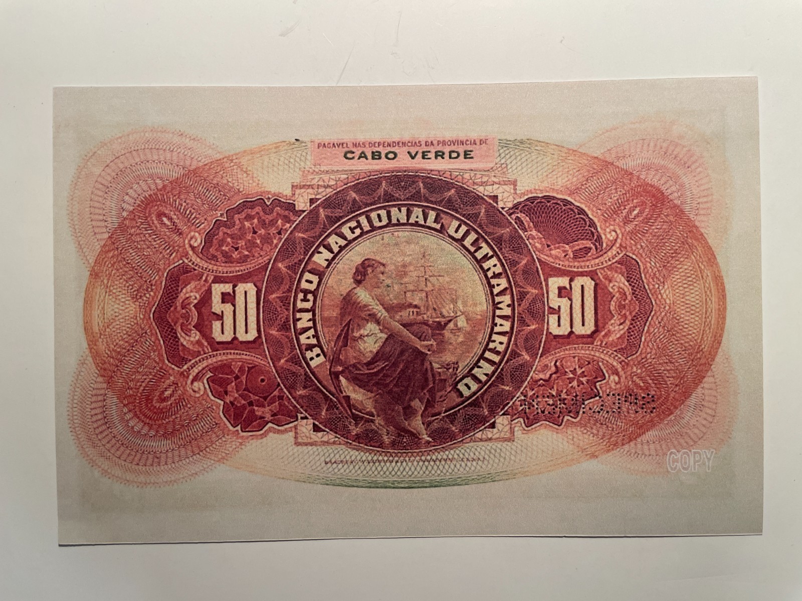 Cape Verde, Cabo Verde 1921 50 Escudos Banknote Reproduction