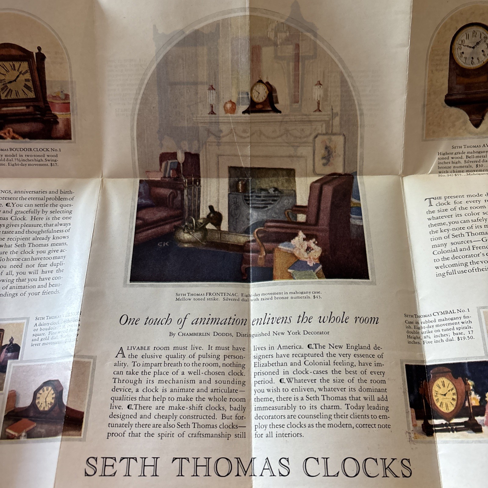 Early 1900s Brochure AD SETH THOMAS CLOCKS
