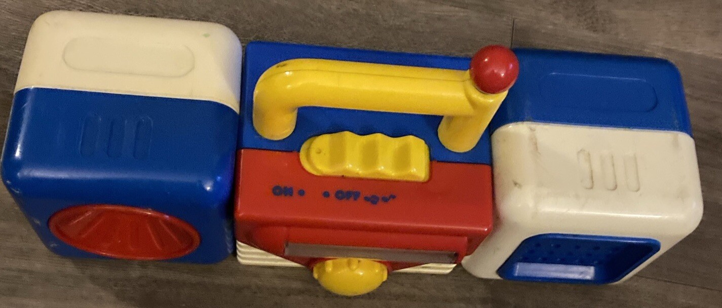 Nostalgic Red, White and Blue Nursery Rhymes Playing Toy Boom Box with Handle