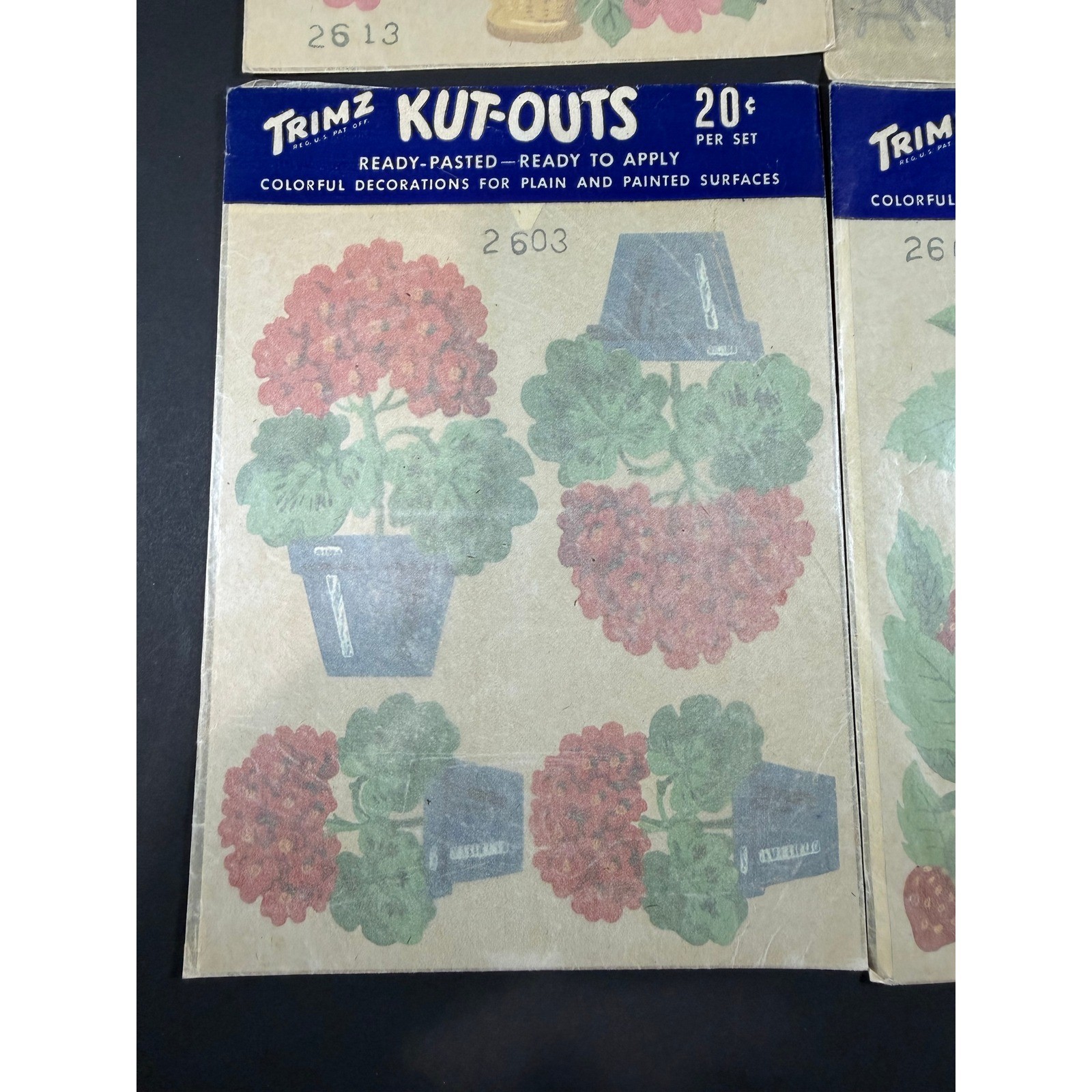 VTG Trimz Kut-Outs Decals Lot of 4 Multicolor Floral Strawberry Retro Crafts