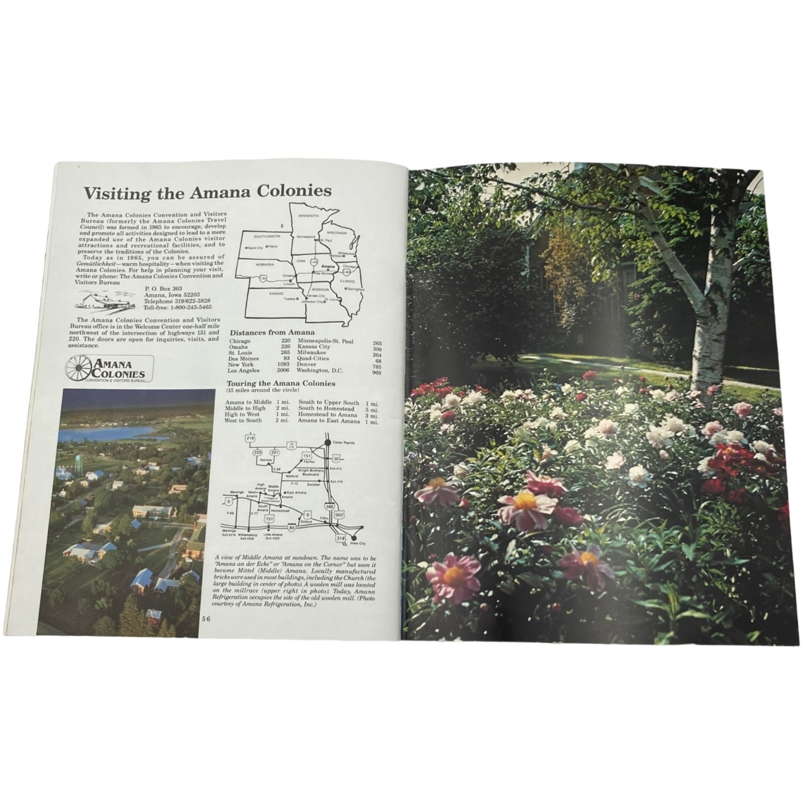 AMANA COLONIES Iowa Visitor’s Guide 1988 Vintage Travel Brochure Map History
