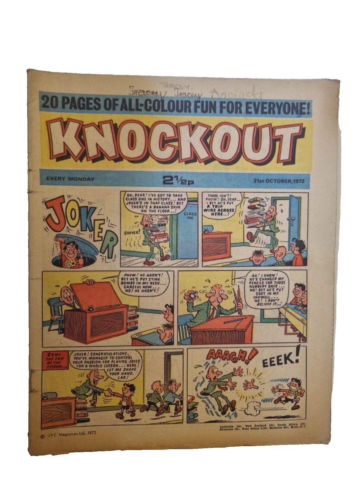 Knockout Comic IPC Magazines British Weekly Comic 21st October 1972