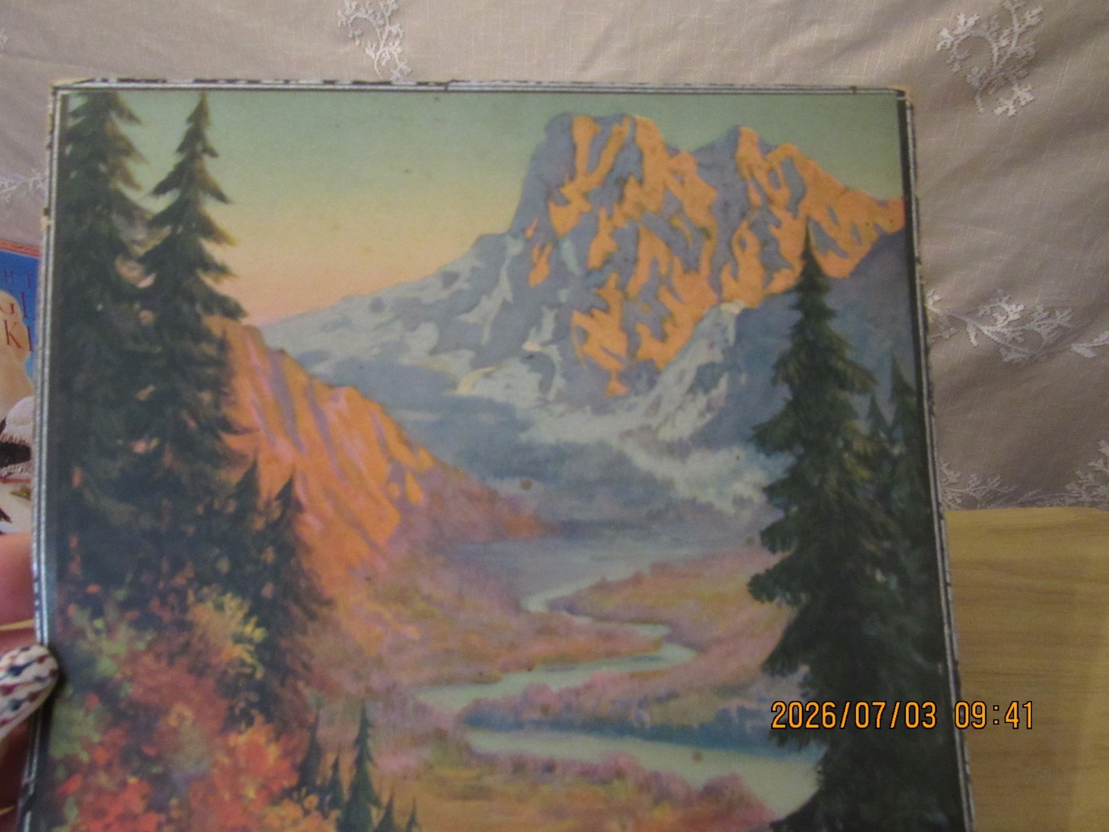 VTG Lithograph Stream Through the Hills