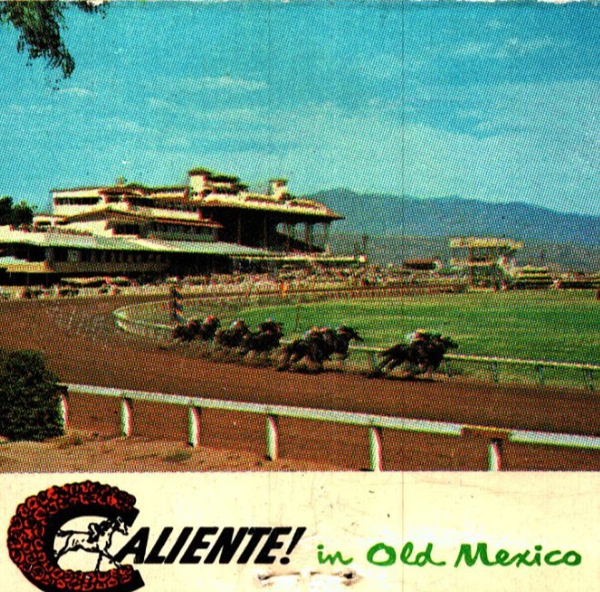Caliente Old Mexico Dog/Horse Racing Bookie San Diego Office Matchbook Cover