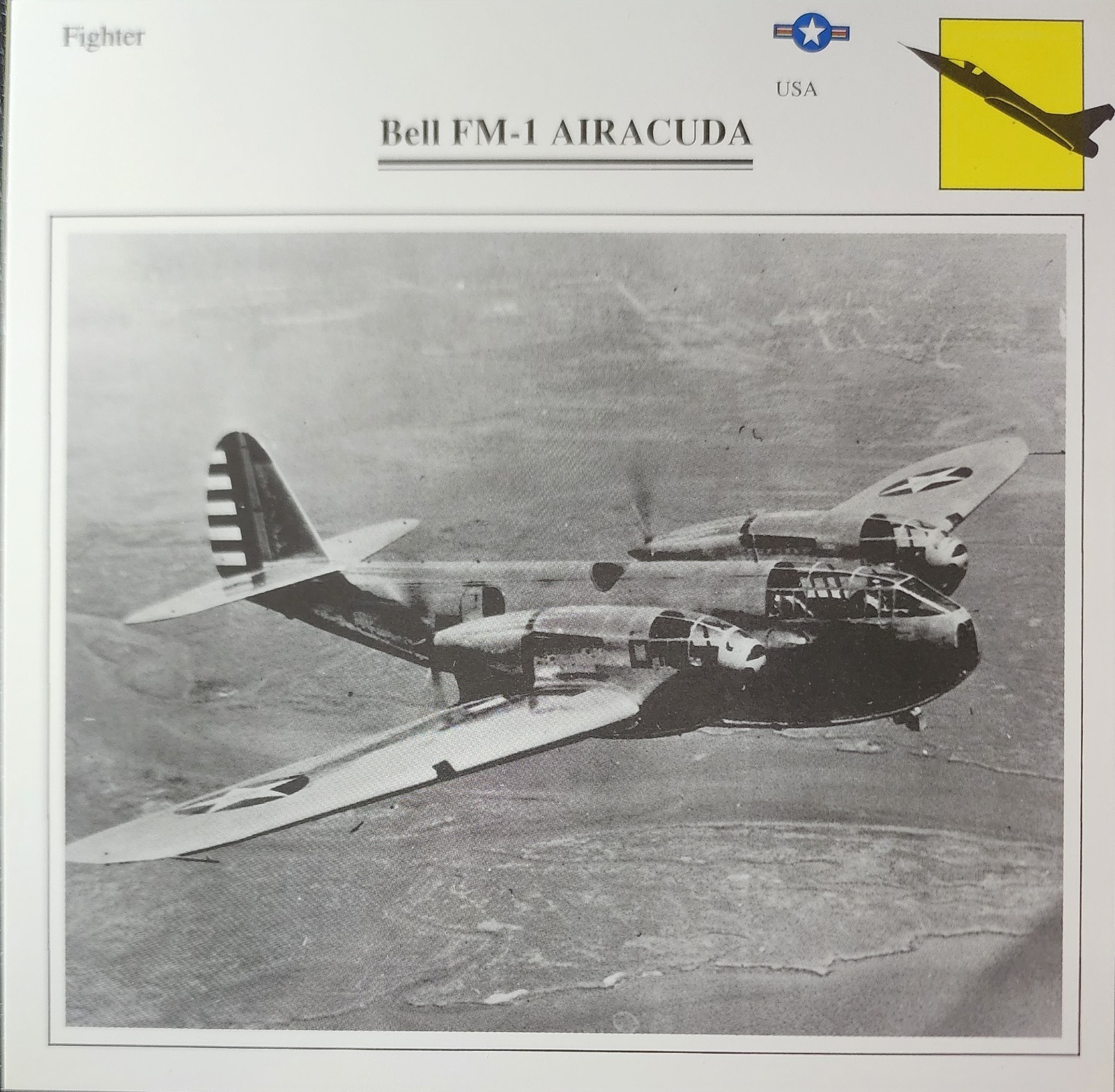 Bell FM-1 FM 1 FM1 Airacuda Picture Original Vtg Aircraft Info Collector Card