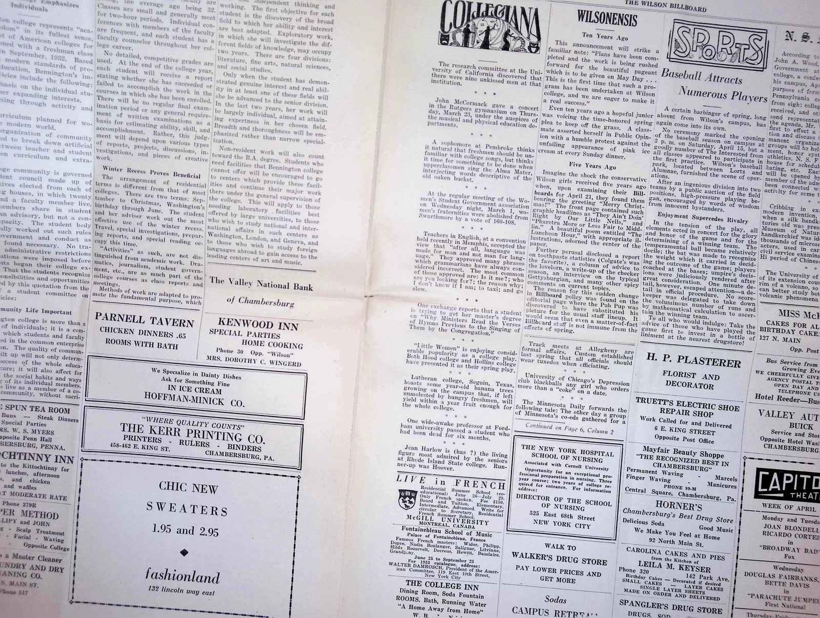 Wilson Billboard Vol 1 #12 NC 1900s Chapel Service Election Schedule Ad