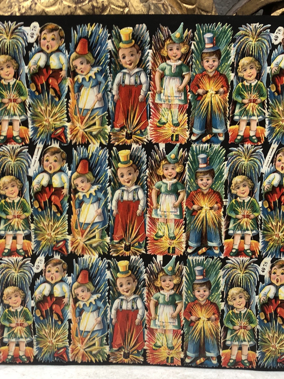 Kids Posing + Die Cut Scraps Glued on Paper Double Sided 2X Full Sheets L17