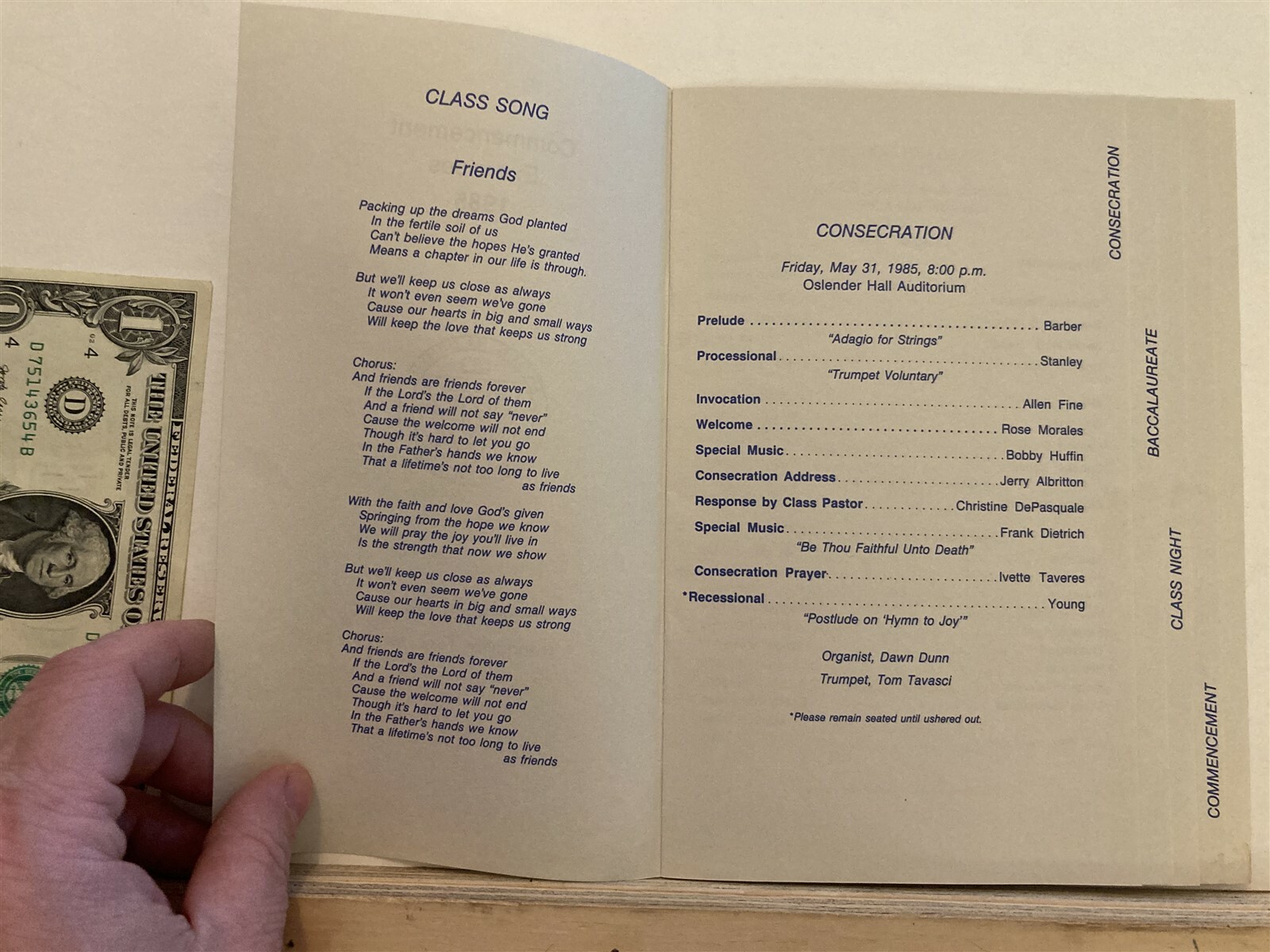 1985 Commencement Graduation Programs Garden State Academy School Tranquility NJ
