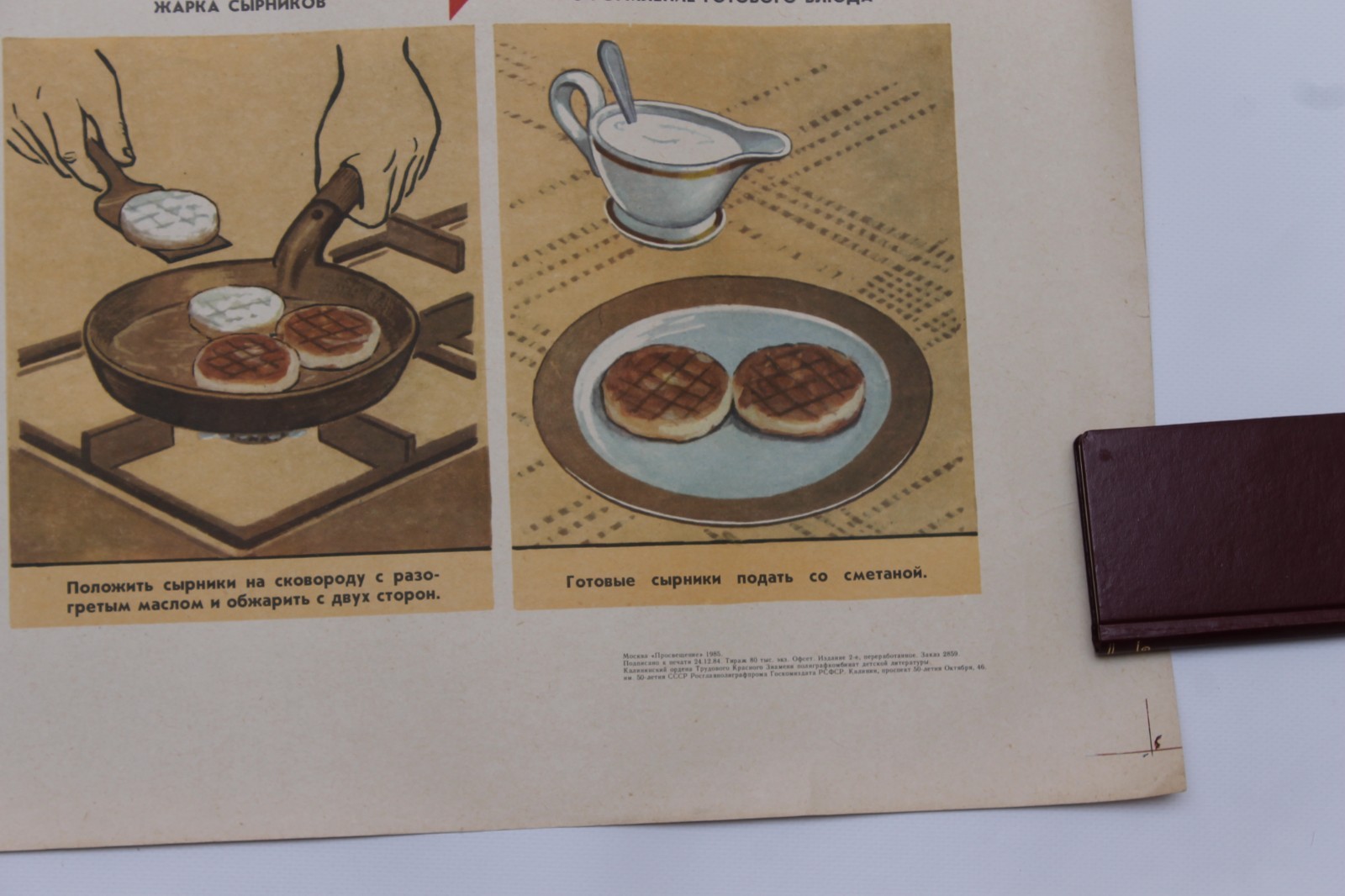 Vintage Soviet Dairy Poster USSR School Chart Kitchen Wall Art Syrniki 1985