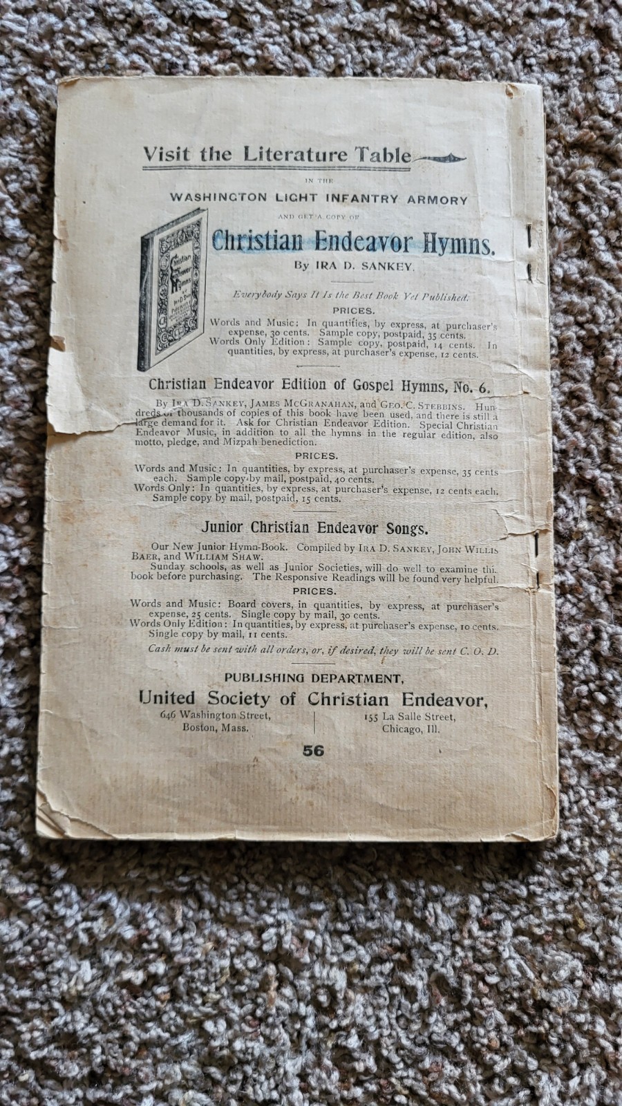 Official Programme Music 15th International Christian Endeavor Convention 1896