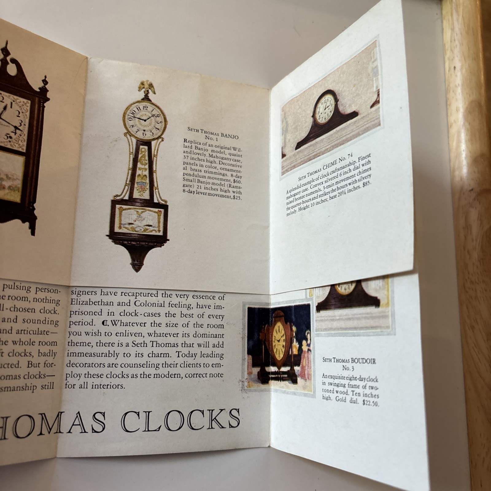 Early 1900s Brochure AD SETH THOMAS CLOCKS