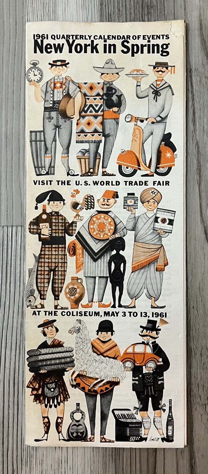 Vintage New York N.Y. Quarterly Calendar Of Events Spring 1961 Brochure Foldout