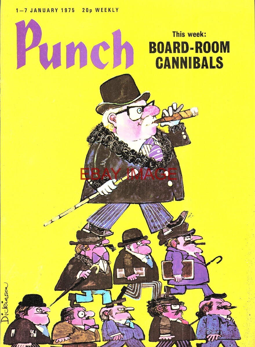 1-7 Jan 1975 PUNCH Magazine Cover Print Anniversary Gift ‘Board-Room Cannibals’
