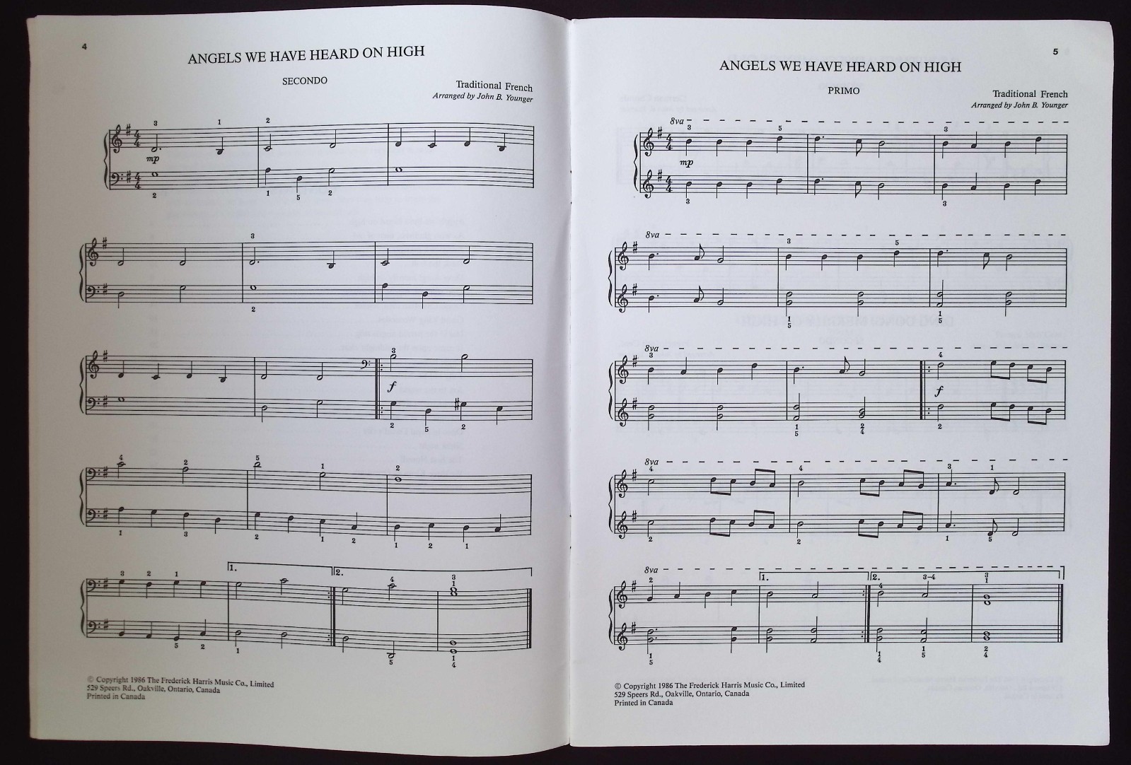 Christmas Duet Book – Piano Duets compiled and arranged by John B. Younger, 1986