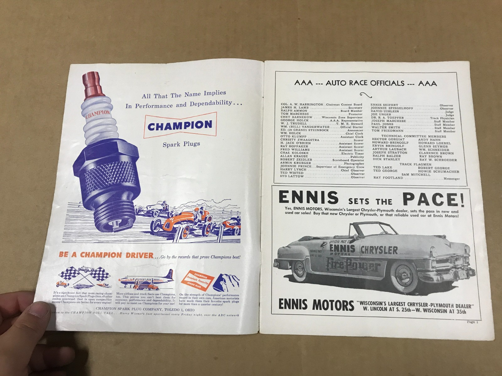 Vintage 200 Mile Big Car Auto Race Official Program – August 26, 1951