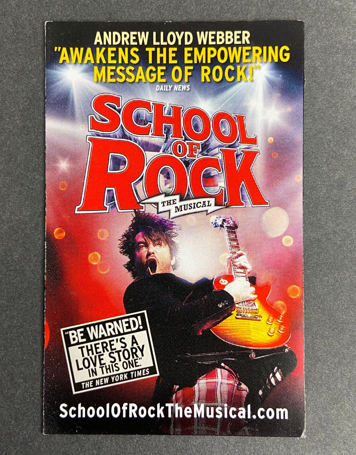 School of Rock Musical Promo Ad Flyer Handbill Pocket New York City Broadway