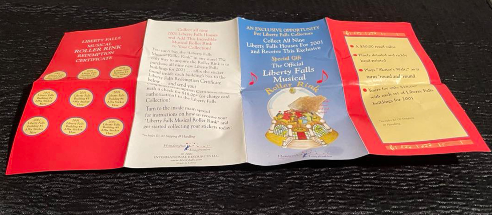 Brochure Flyer ONLY Liberty Falls Musical Roller Rink Advertising 2001 Spec Gift