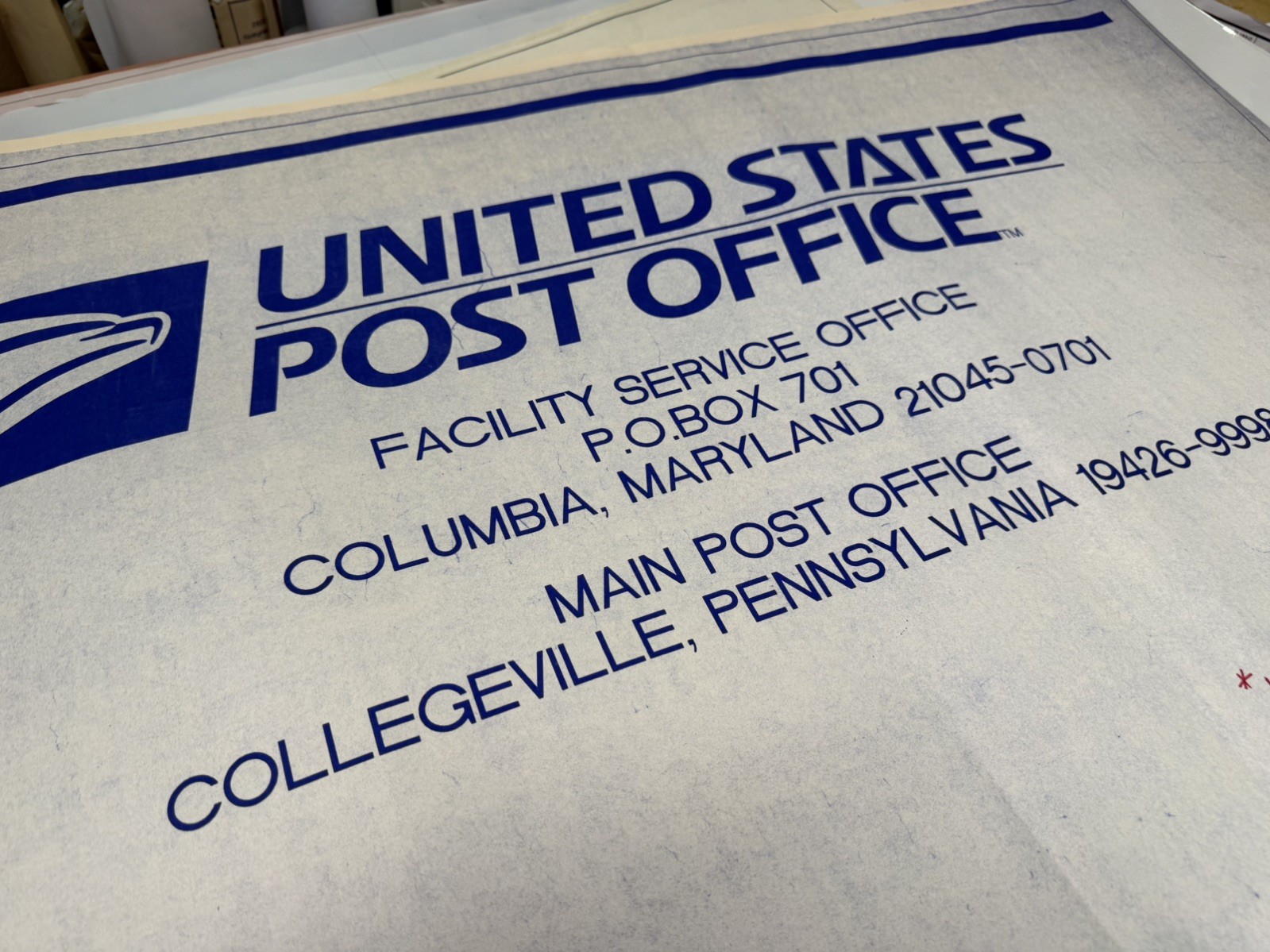 Vintage 1996 USPS post office Blueprint Set – Collegeville, Pa architectural