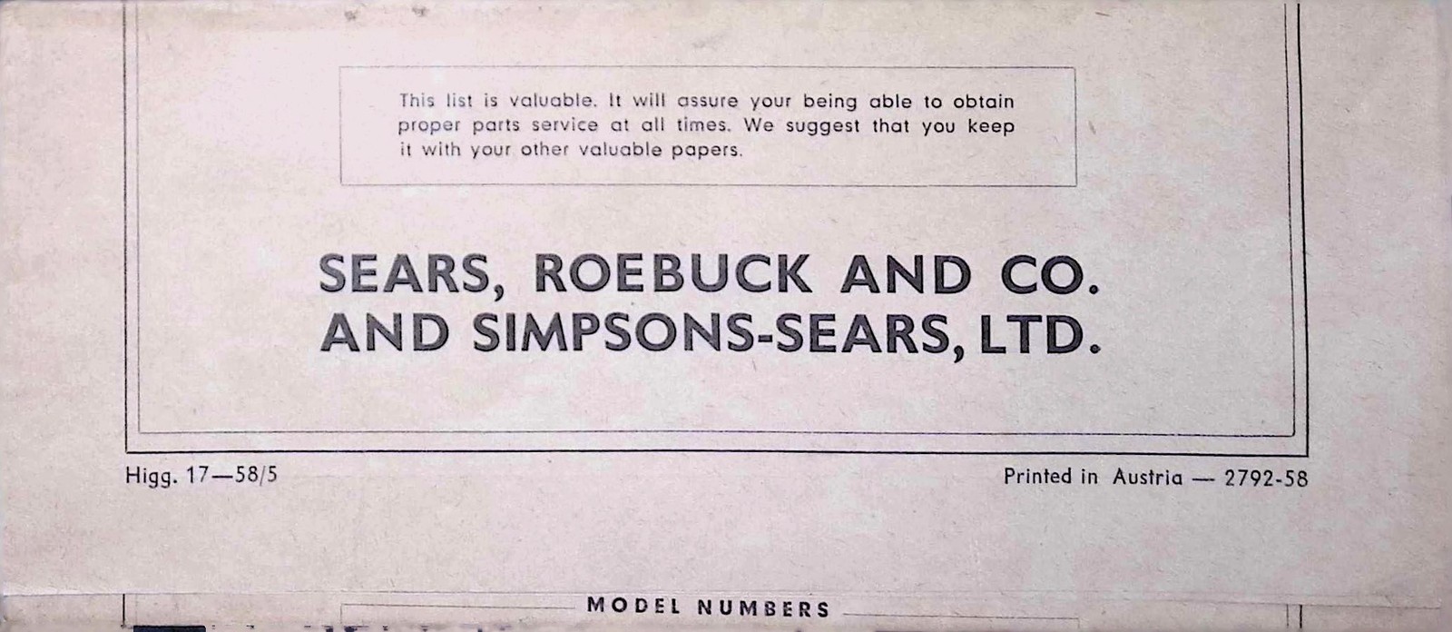 J.C. Higgins Sears Bicycle Parts List Manual c1960s Exploded View Sears Roebuck