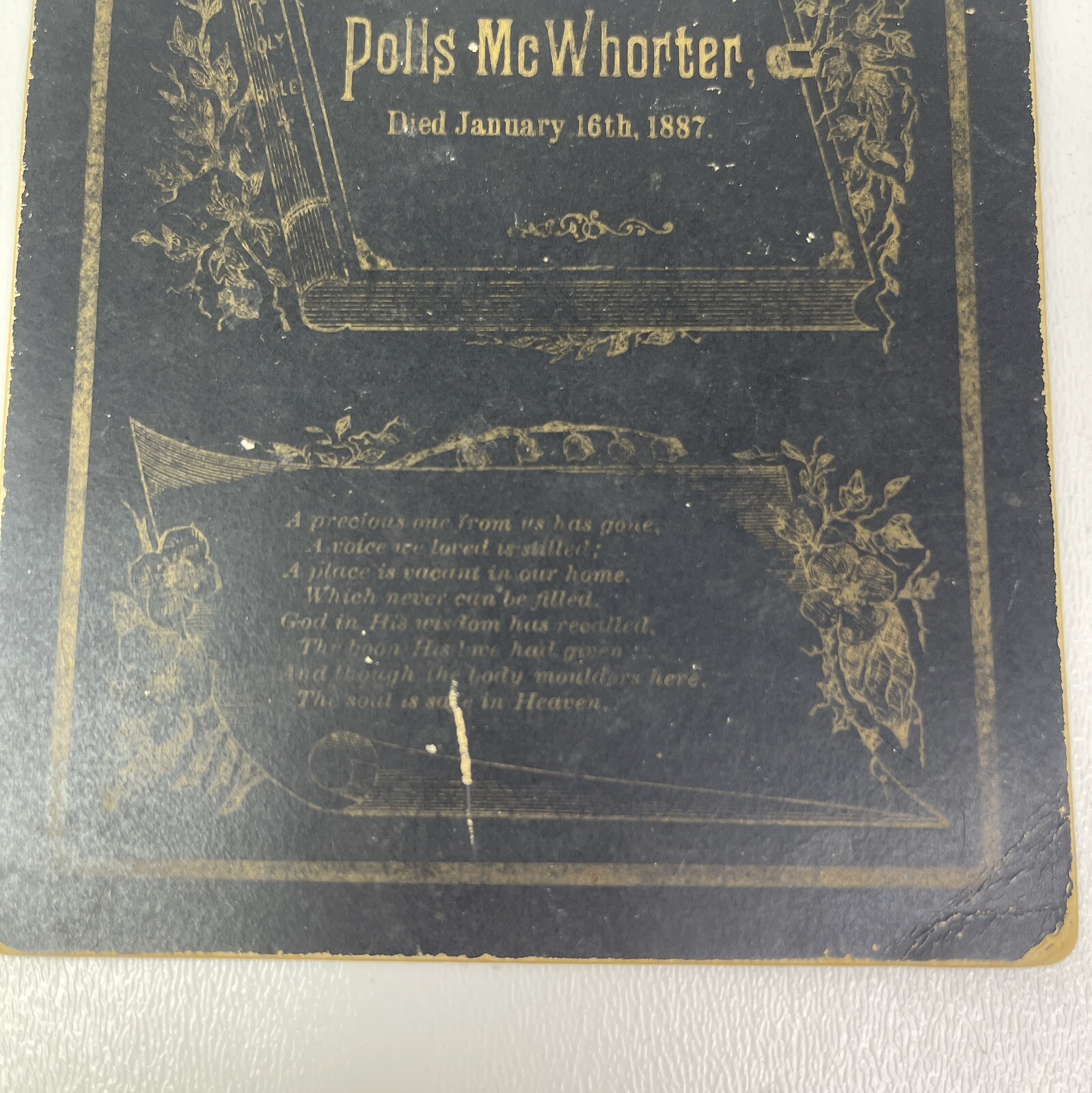 Funeral Remembrance Cabinet Card Pollis McWhorter Died 1887 Mortuary Card Morbid