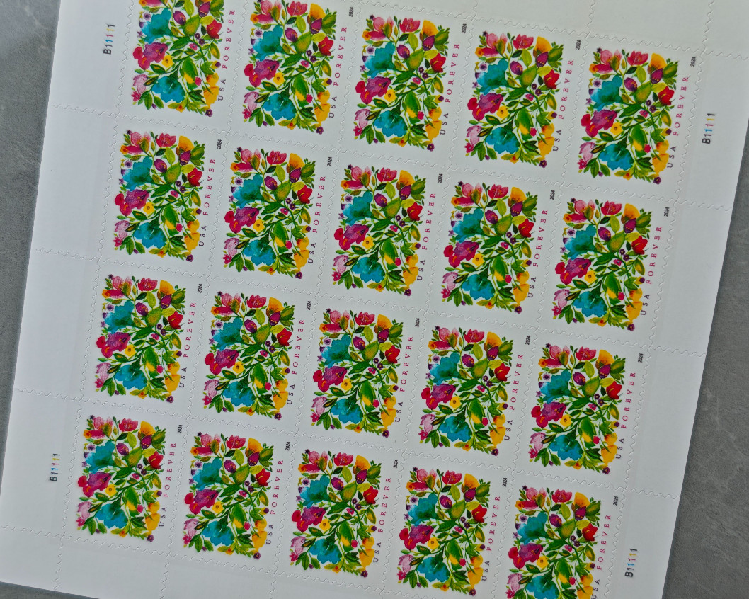 Discount USPS 100Stamps 2024 SHEET FIRST CLASS LETTER POSTALS CELEBRATION BLOOMS