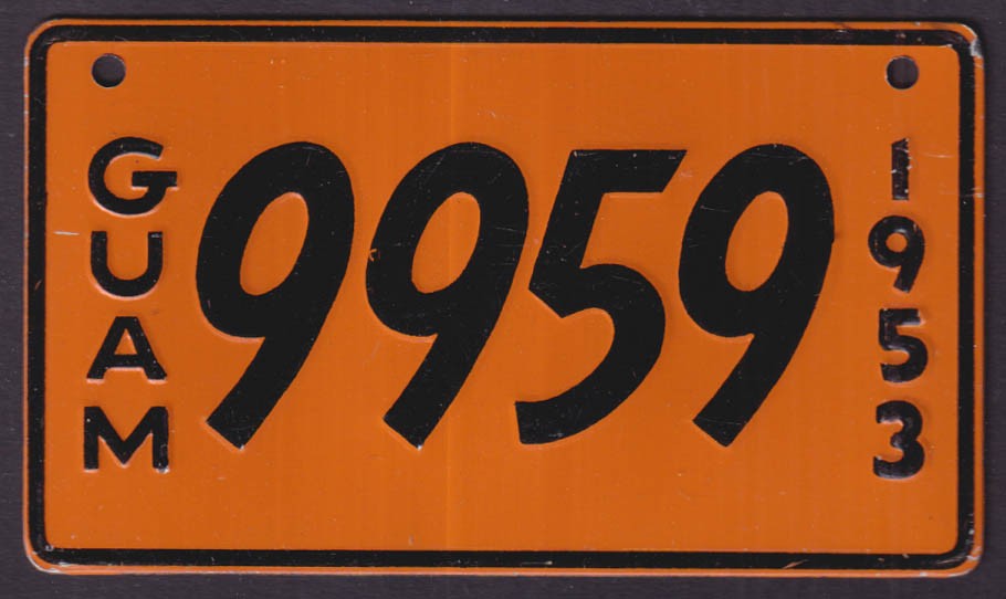 1953 Guam 9959 Wheaties metal bicycle license plate w/ free ad reprint