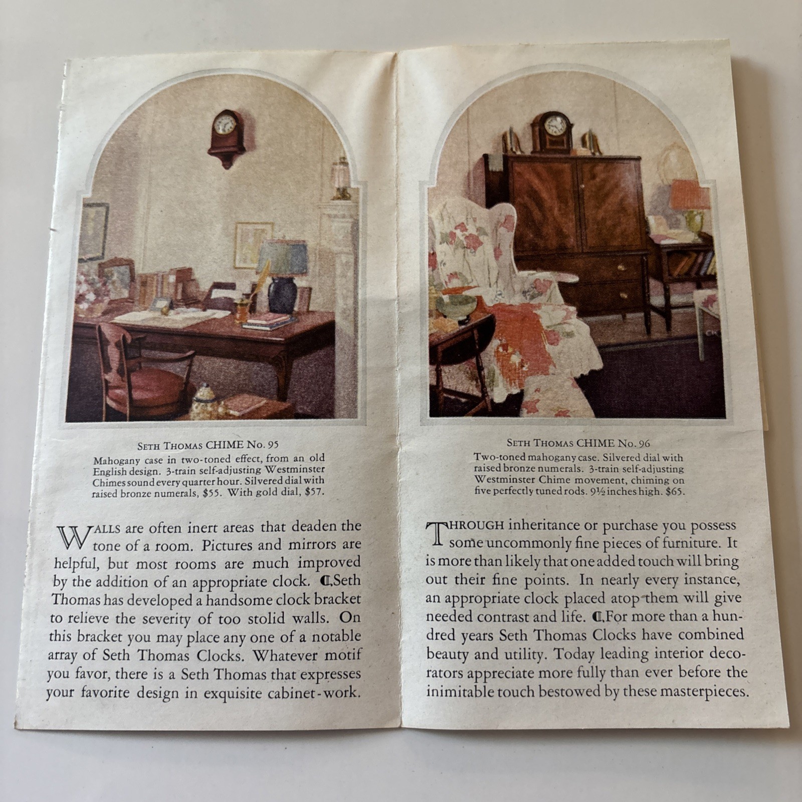 Early 1900s Brochure AD SETH THOMAS CLOCKS