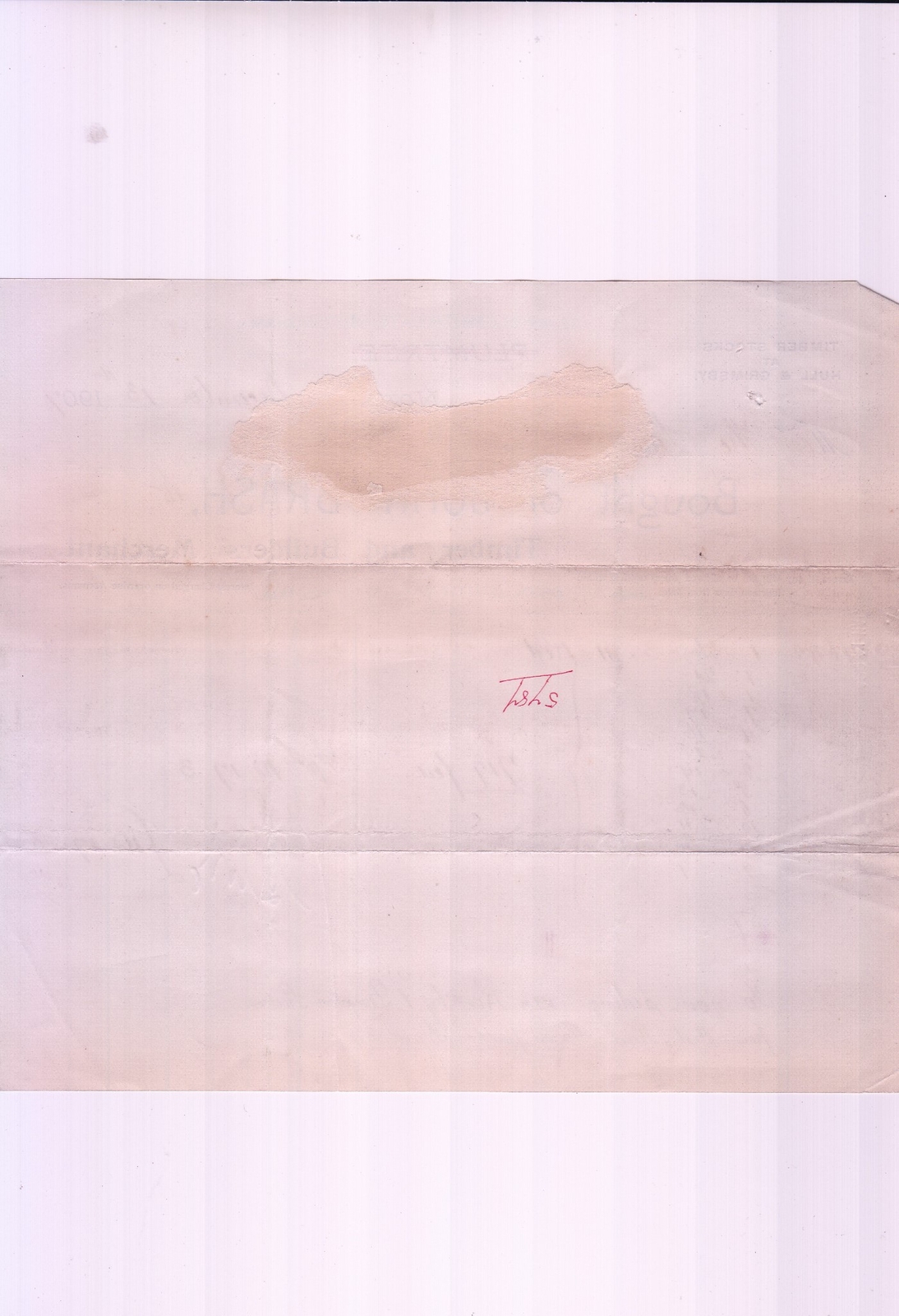 JOHN BRASH, Notts. Timber & Builders Merchants 1907 Red Goods Invoice Ref 48033