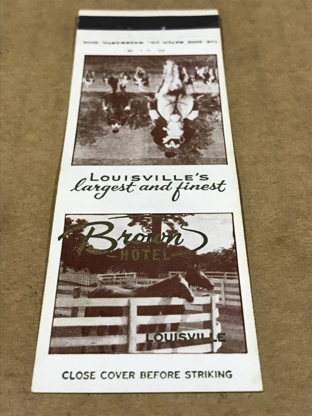 Vintage Brown Hotel – Louisville, Kentucky – Matchcover, Matchbook