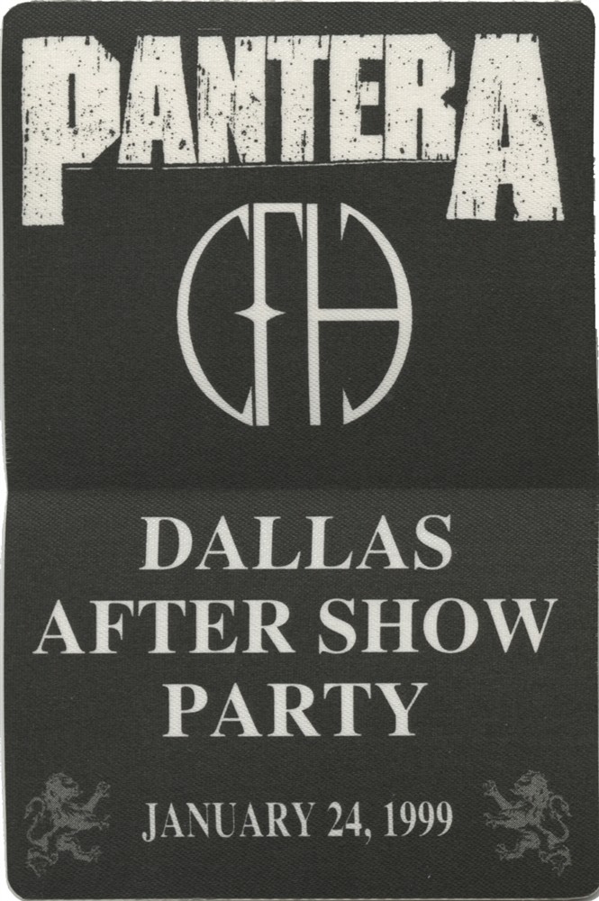 Pantera 1999 Dallas After Show Party concert tour Backstage Pass