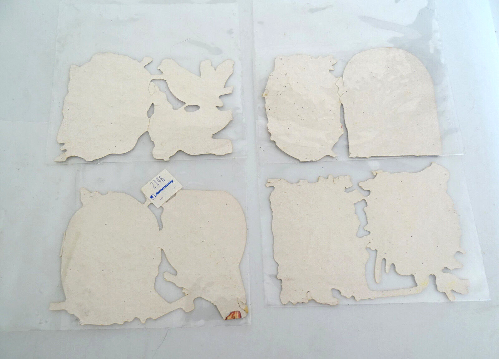 Vintage German (8) Die Cuts w/Silver Glitter of Various Birds 2 7/8″ Tall
