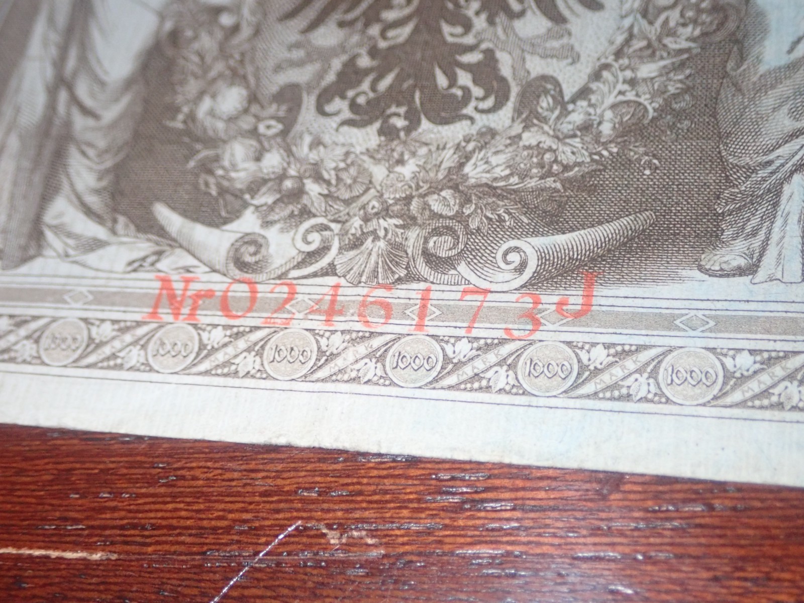 Antique German Bank Note 1910 Reichsbanknote 1000 Mark