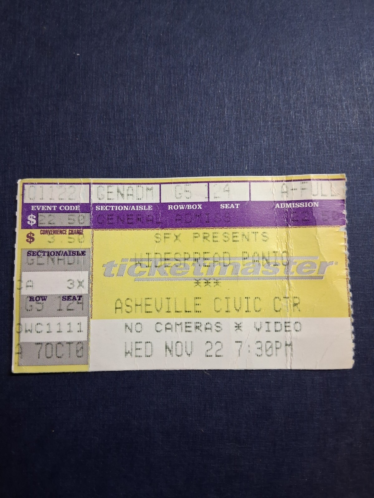 Widespread Panic WSP Band Concert Ticket Stub Asheville Civic Center 11/22/2000