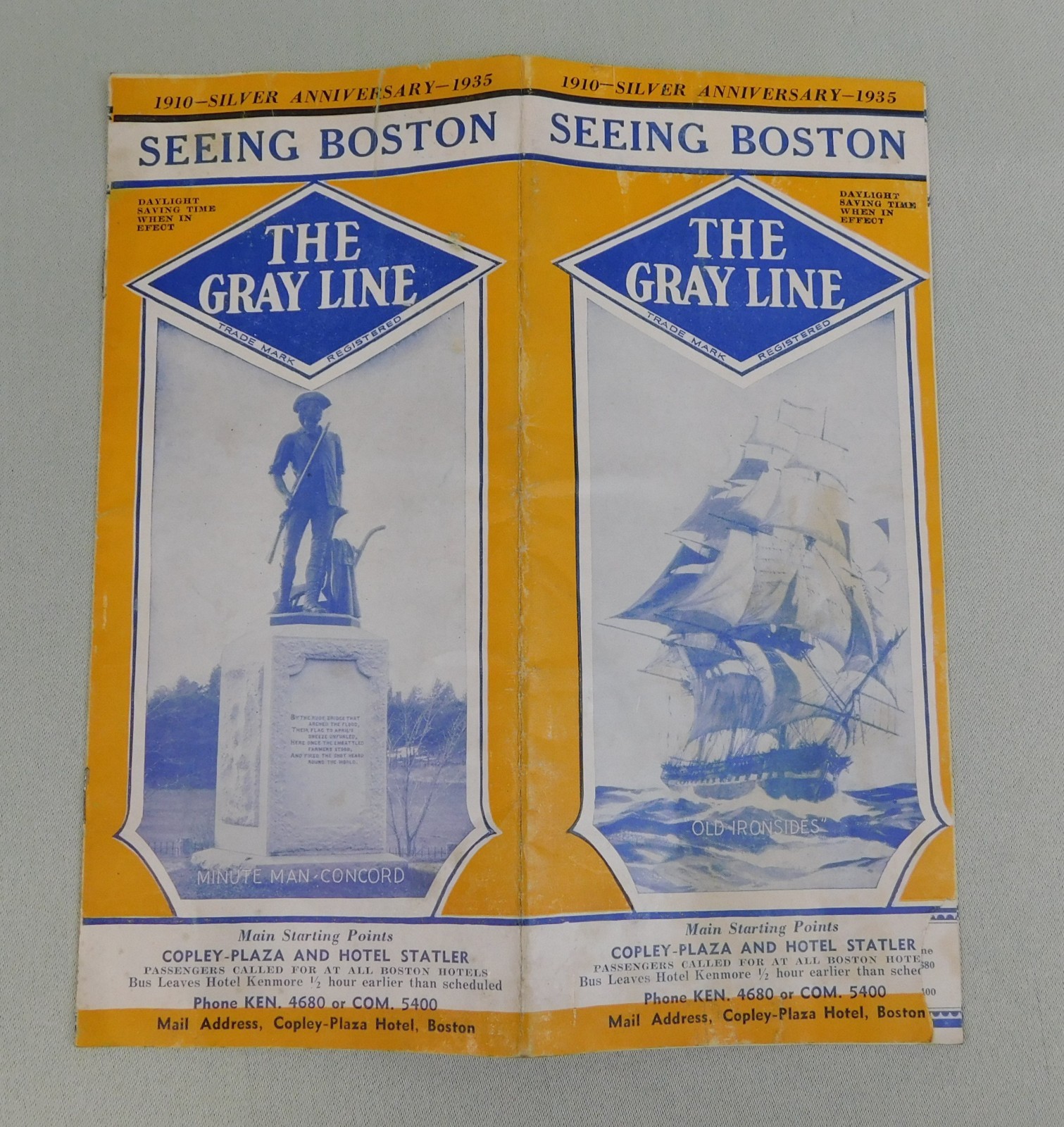 Vintage 1935 Gray Line Boston Sight Seeing Tour Travel Brochure USS Constitution