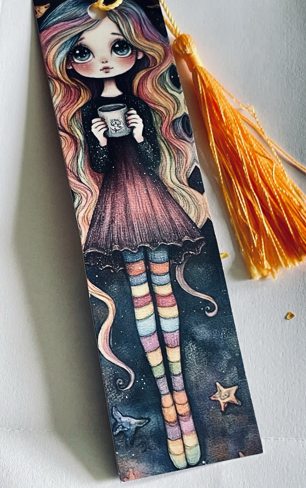 Handmade Bookmark Real Dried Flowers Fairytales Fairies Tassel Double Sided