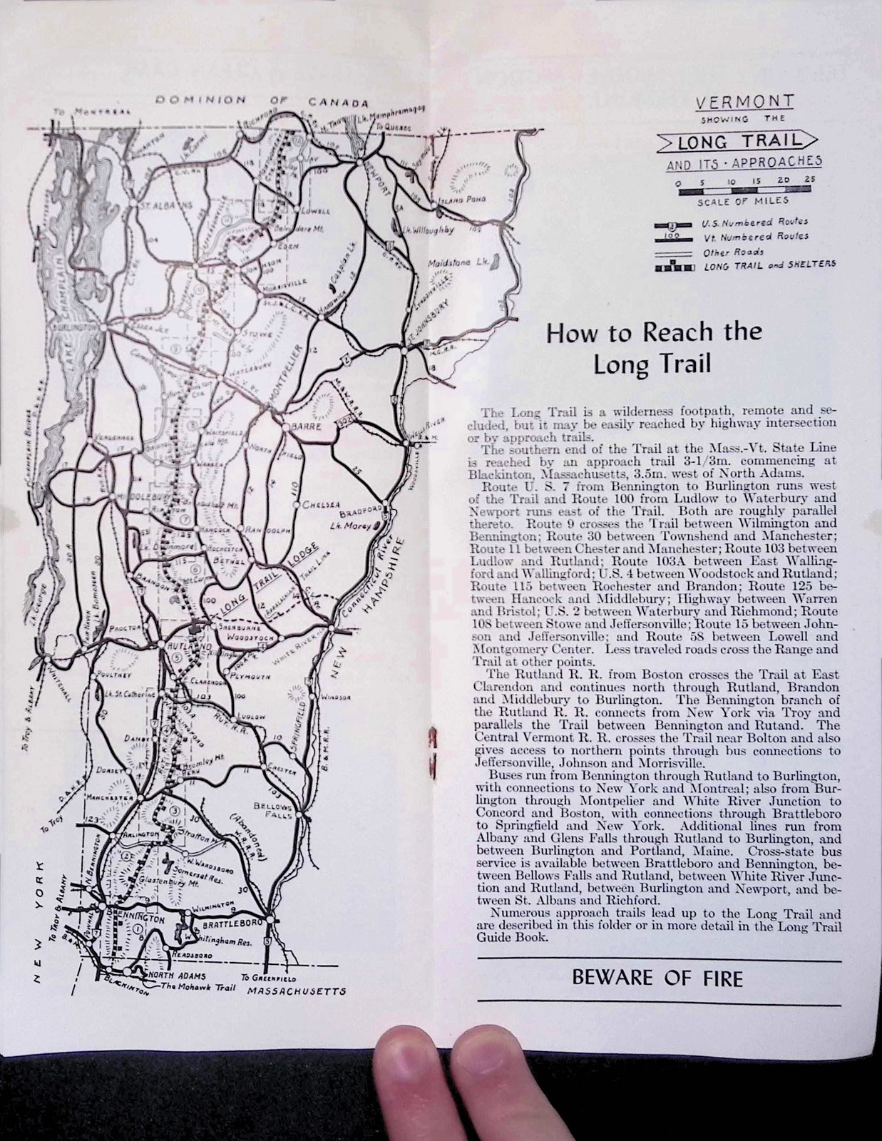 Green Mt Club Long Trail Vermont Brochure Hiking Guide 1940s Map Mt