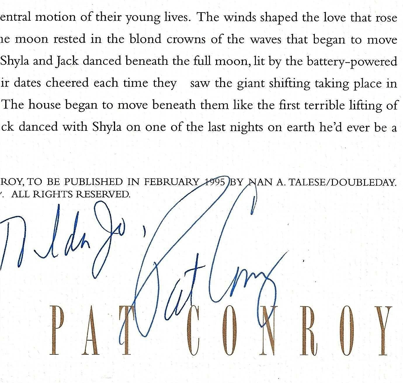 Pat Conroy signed BEACH MUSIC promotional piece (1995) Condition – (VF/NM)