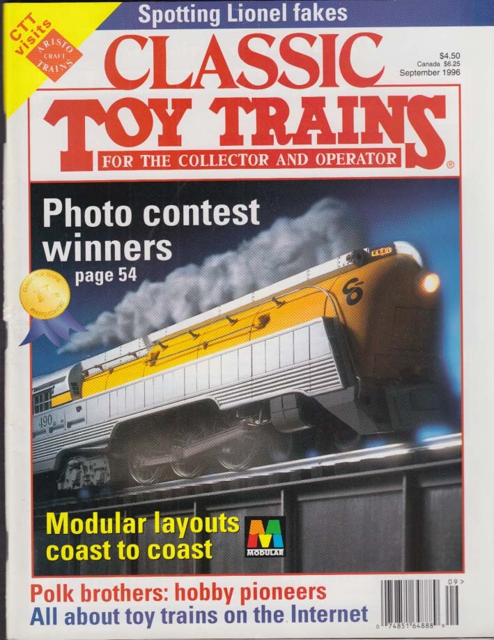 CLASSIC TOY TRAINS 9 1996 Lionel fakes; Polk Bros; Aristo-Craft; Lionel Catalogs