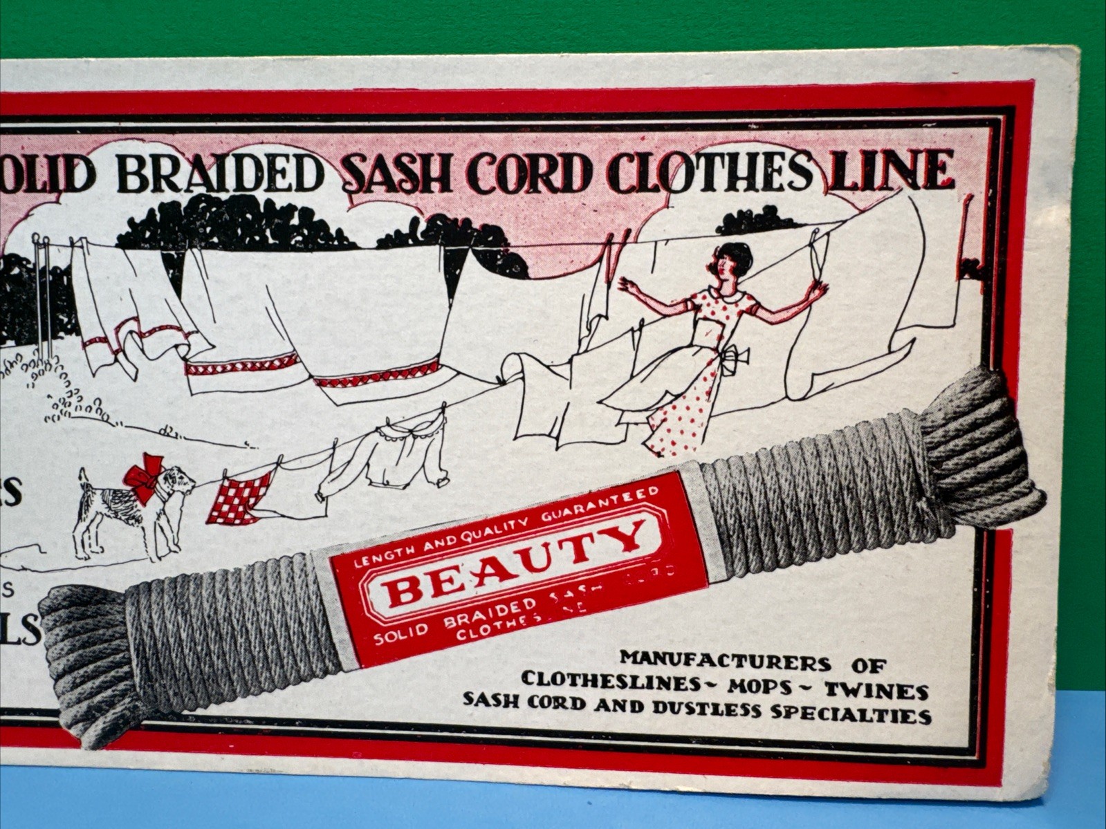 1940’s Clothes Line Blotter, Tribble Cordage Mills Boston Rope Laundry Wash Day