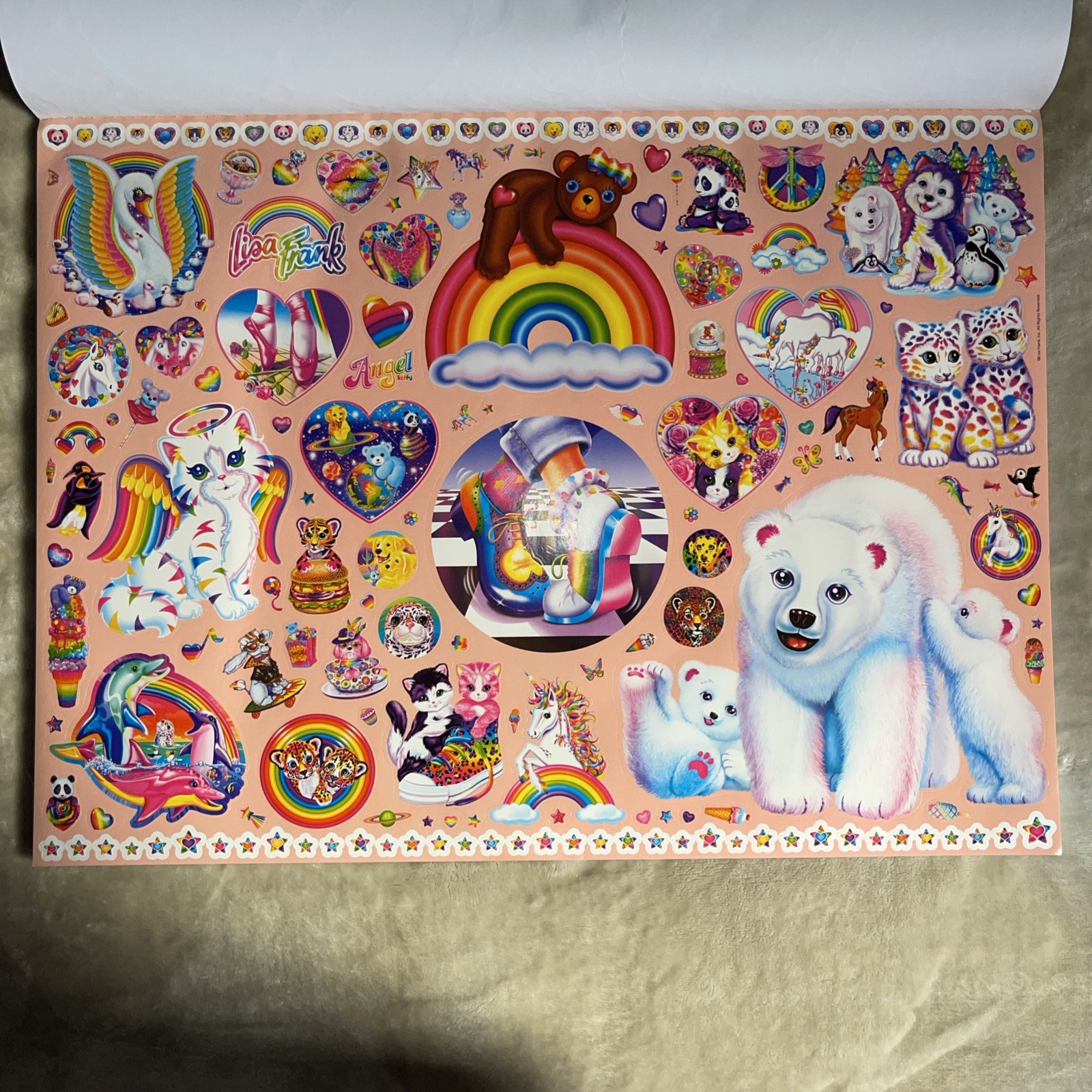 Lisa Frank Activity Pad, 2000+ Stickers Holographic Cover Giraffes Unicorn Panda