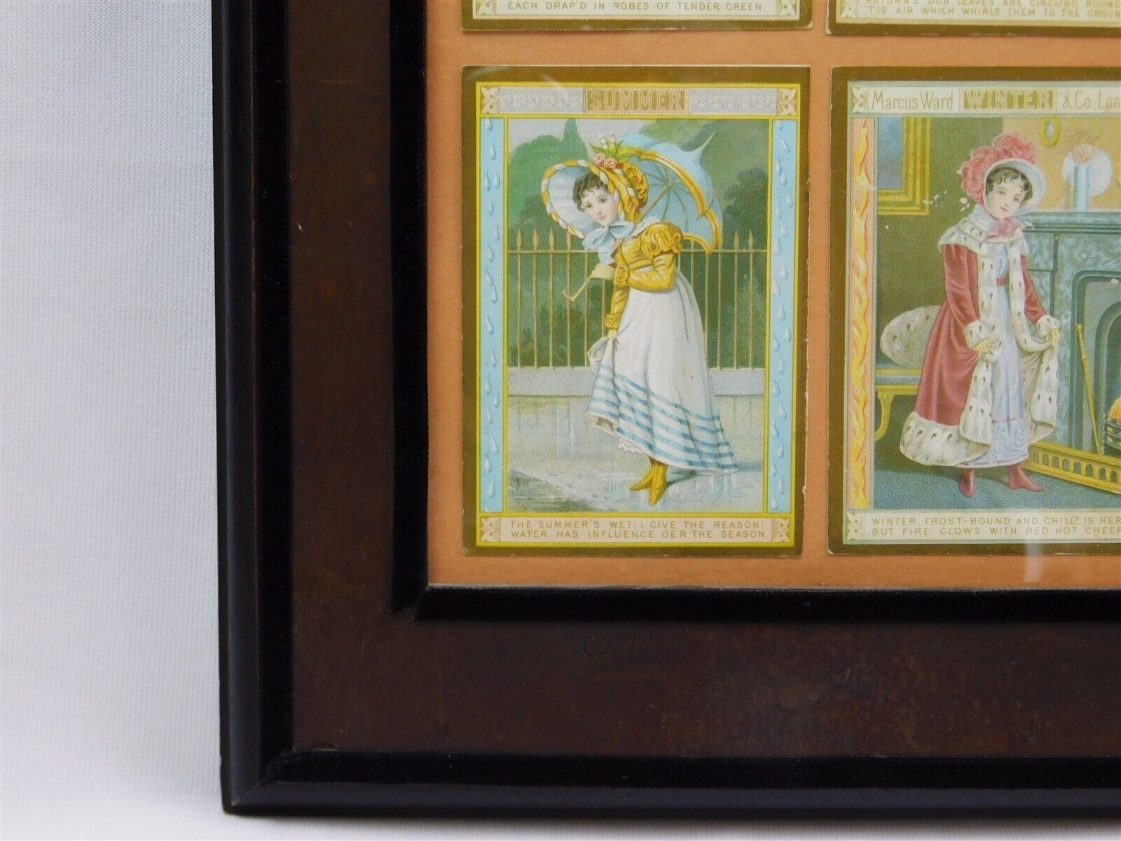 Marcus Ward 1880s Calendar Of The Seasons Victorian Trade Cards Framed