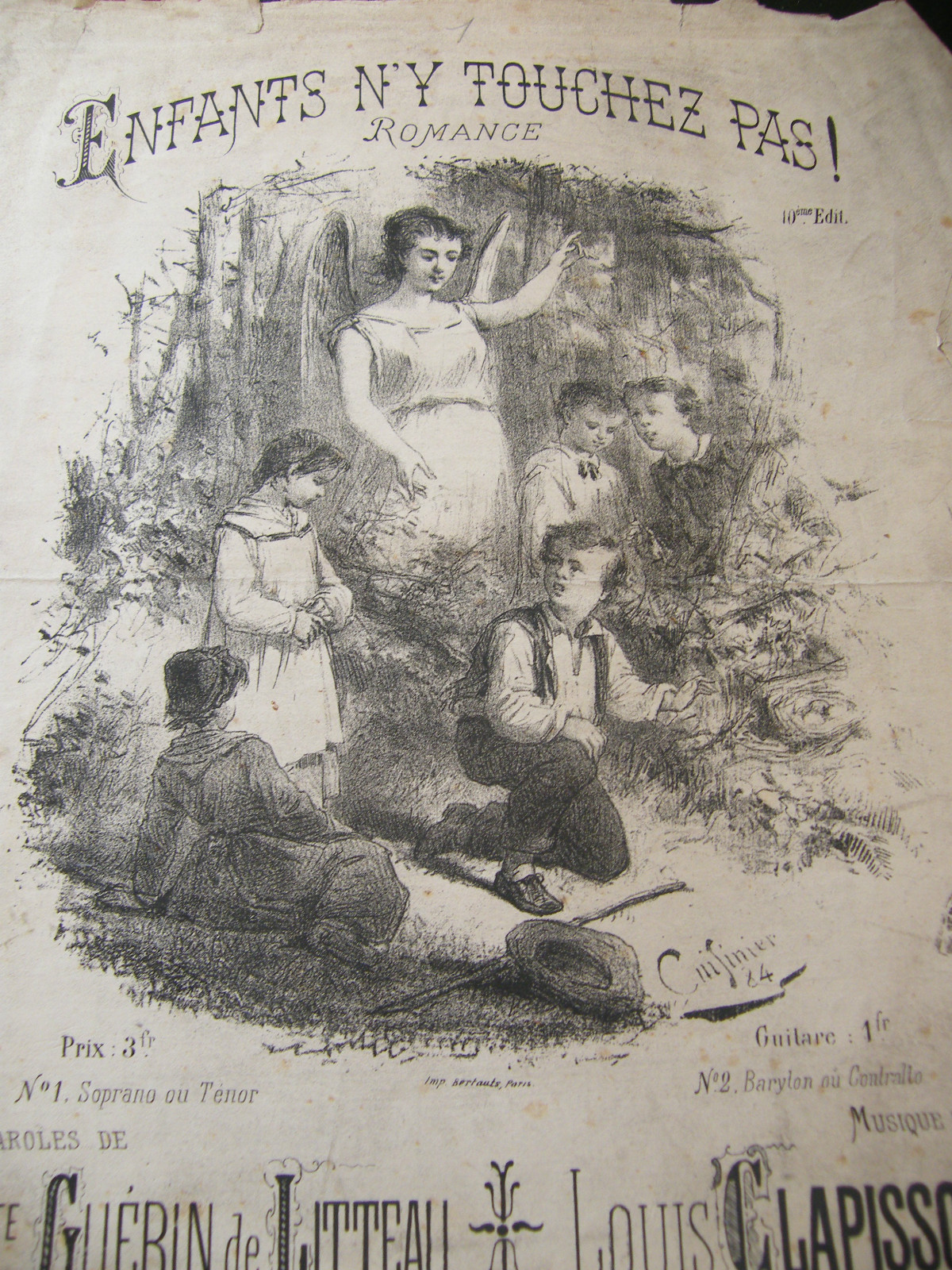 Sheet Music 19th Century Children Do Not Touch! Clapisson