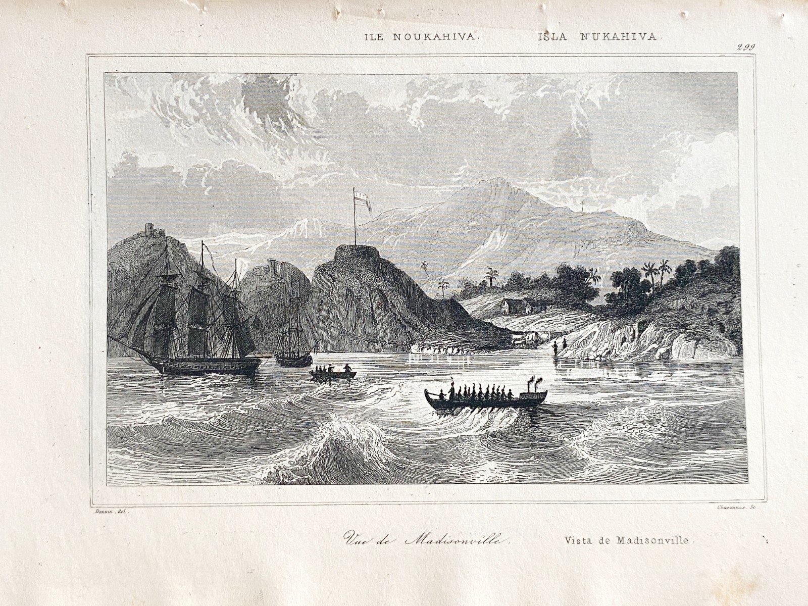 Engraving The Marquesas ” Island Of NUKAHIVA View Of DEMADISONVILLE “