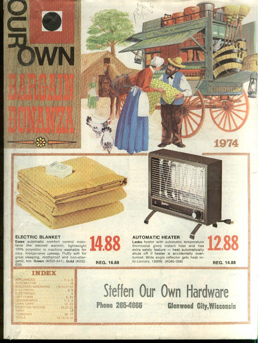 Steffen Our Own Hardware Bargain Bonanza circular 1974 guns bikes ++
